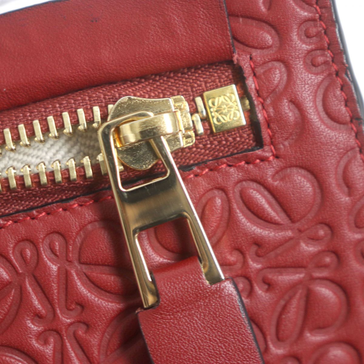 Loewe Anagram Leather Clutch Bag Red