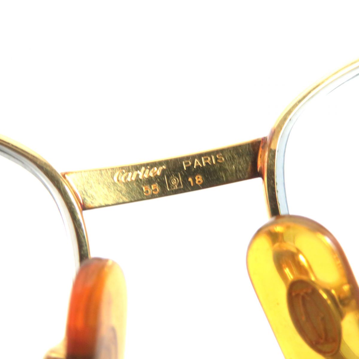 Cartier Diamond Logo Metal Glasses Gold Brown