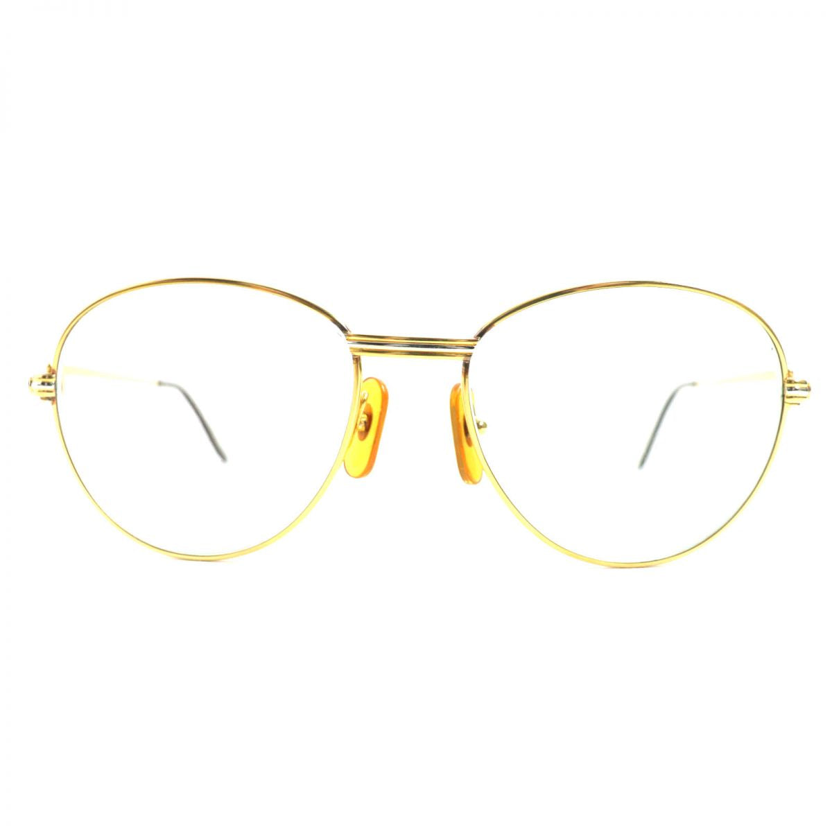 Cartier Diamond Logo Metal Glasses Gold Brown