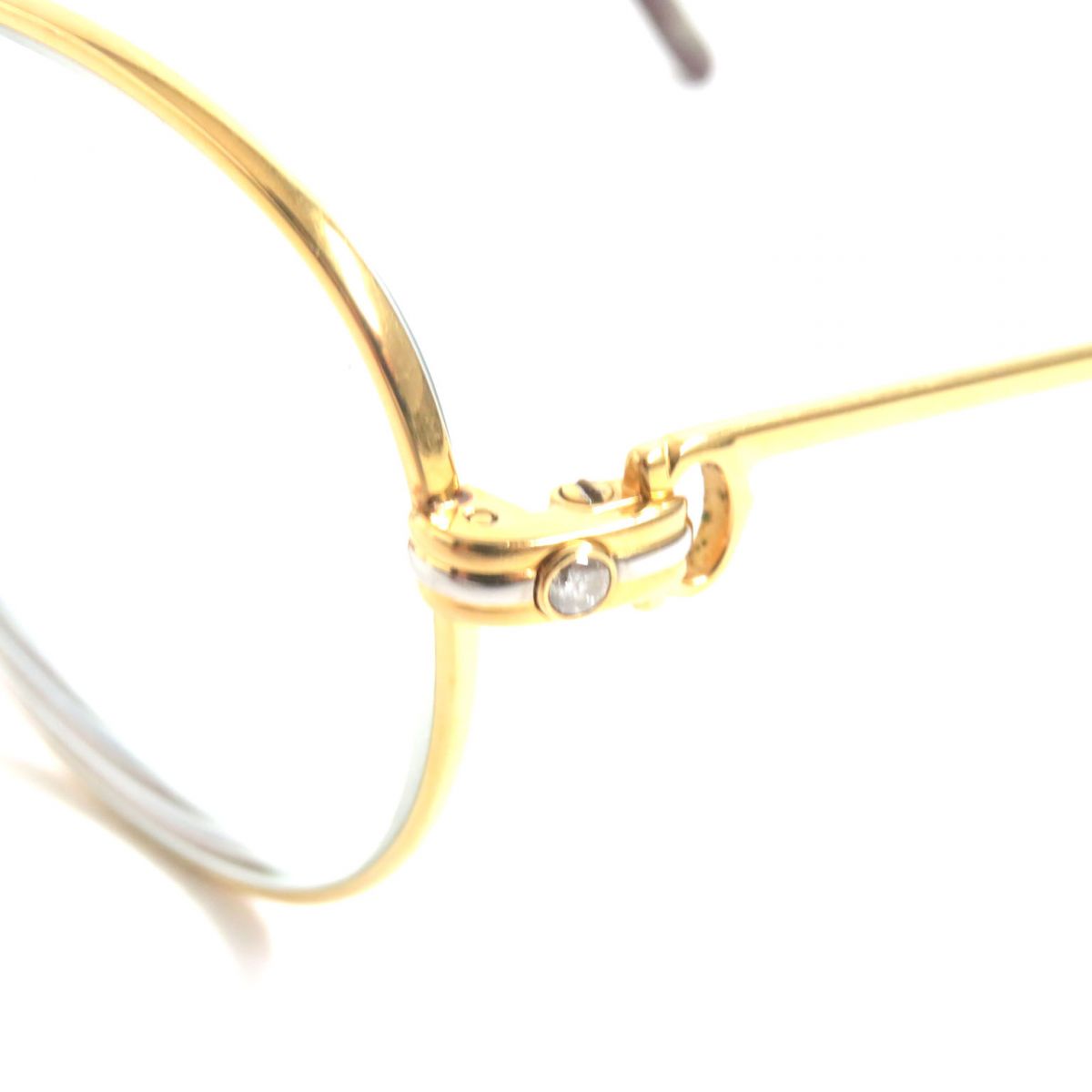 Cartier Diamond Logo Metal Glasses Gold Brown