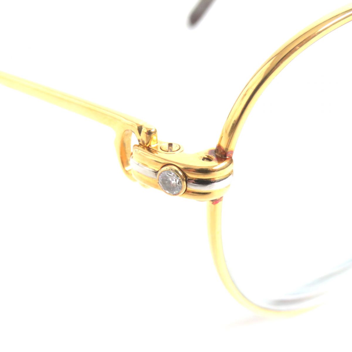 Cartier Diamond Logo Metal Glasses Gold Brown