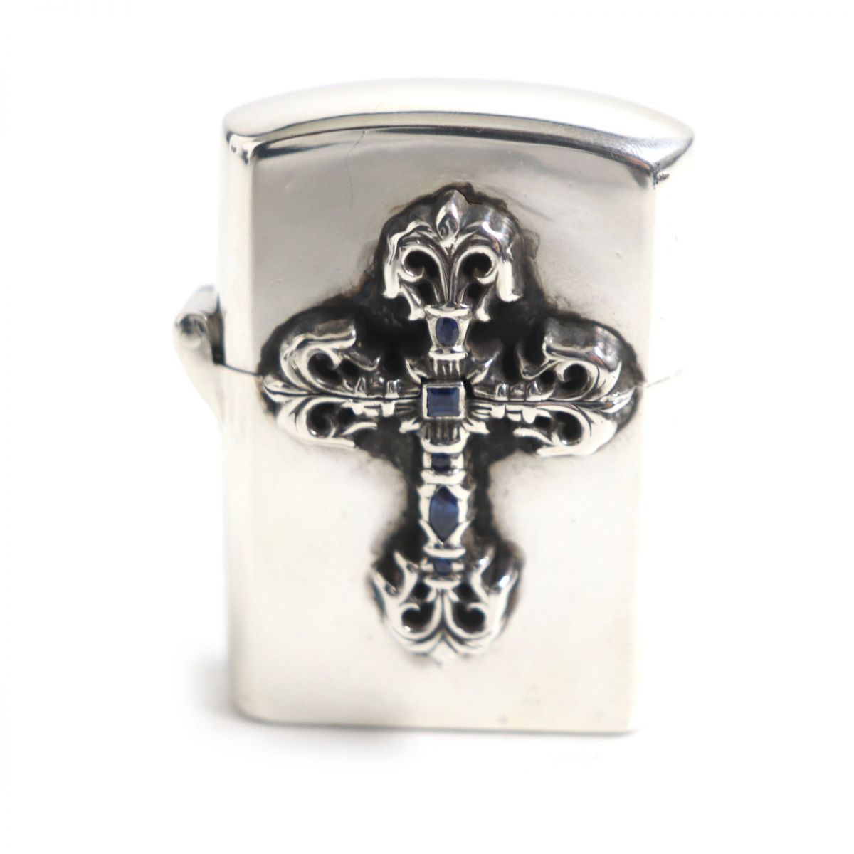 CHROME HEARTS Filigree Cross SV925 Sapphire Oil Lighter