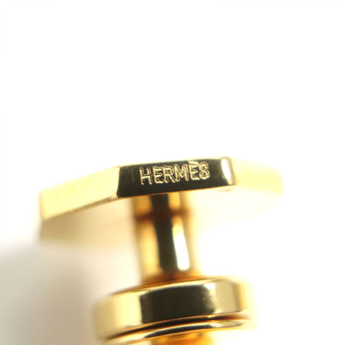 Hermes Octagonal Lizard Leather Cufflinks Red Gold