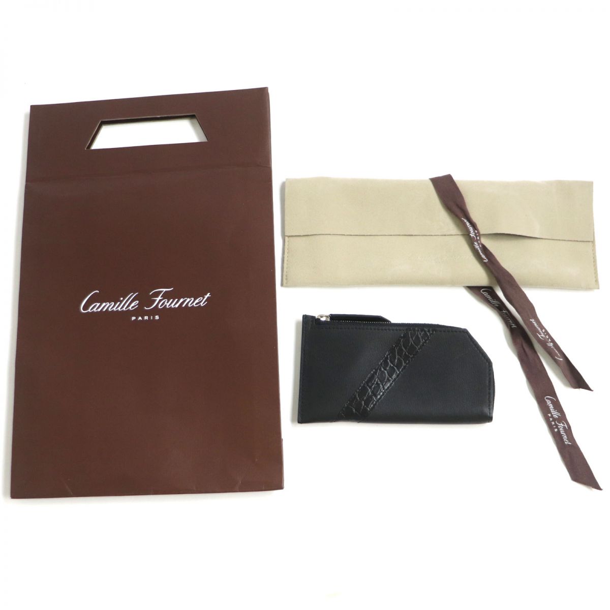 Camille Fournet Lizard Leather Zip Case with Key Ring