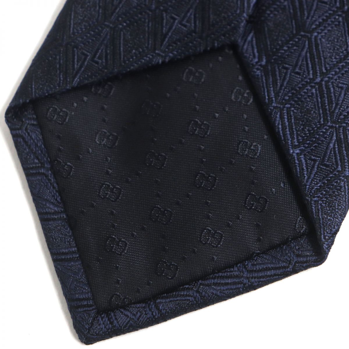 Gucci GG Jacquard Silk Tie 721180 Navy