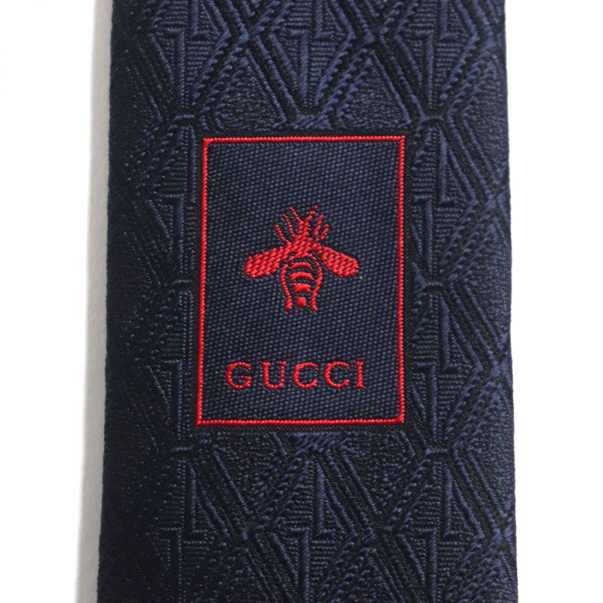 Gucci GG Jacquard Silk Tie 721180 Navy