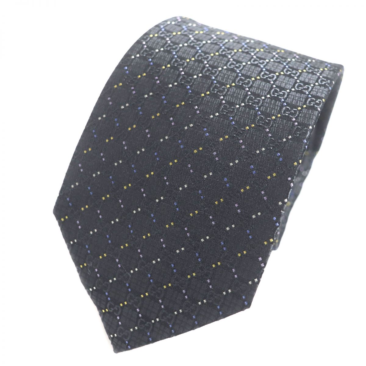 Gucci Silk GGPattern Check Necktie Black