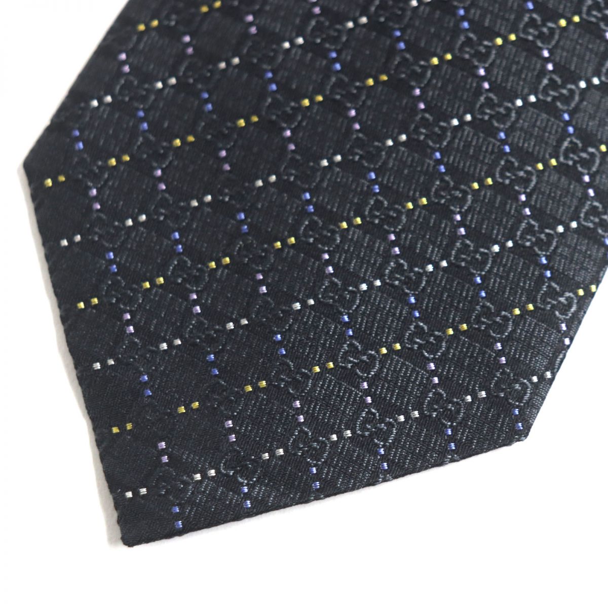 Gucci Silk GGPattern Check Necktie Black