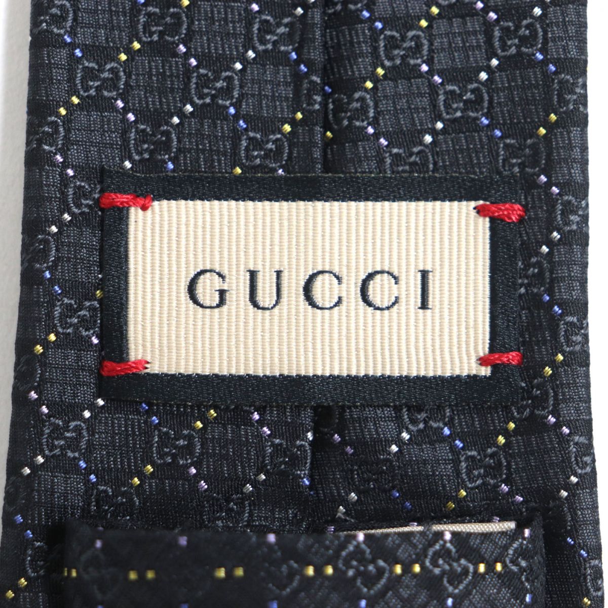 Gucci Silk GGPattern Check Necktie Black