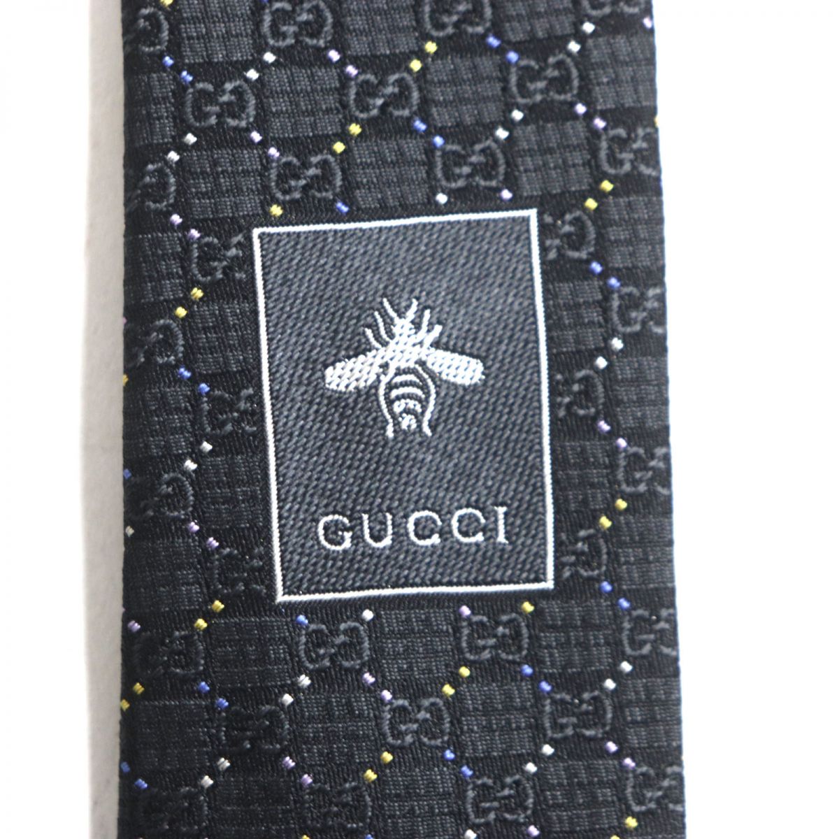 Gucci Silk GGPattern Check Necktie Black