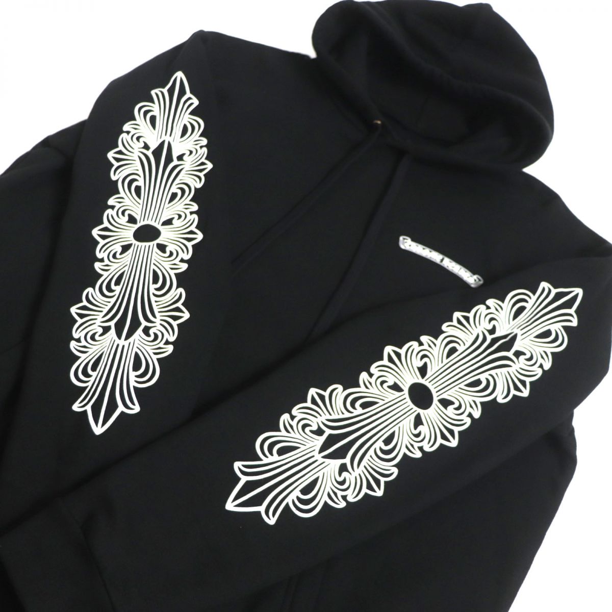 Chrome Hearts Floral Cross Print Hoodie Black L