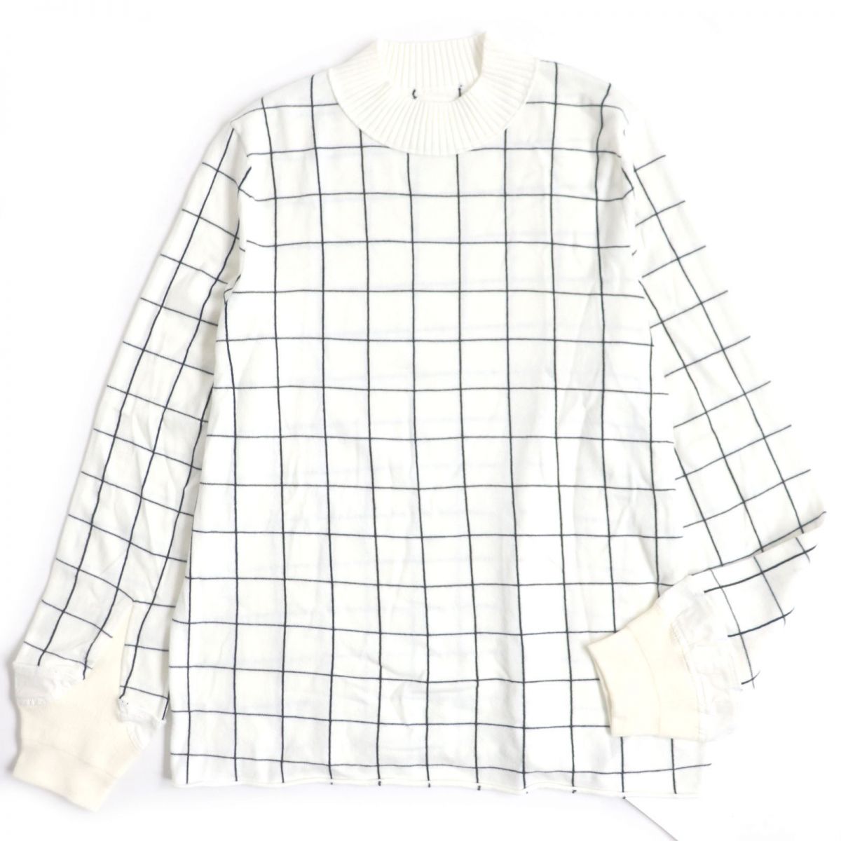 Sacai Check Pattern High Neck Knit Sweater