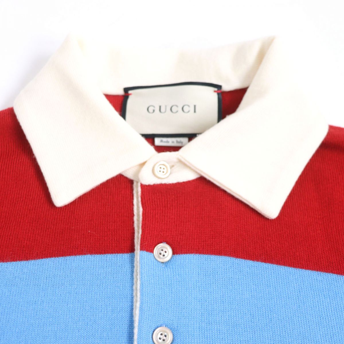 Gucci Wool Rugby Polo Shirt XS Red/Blue/White