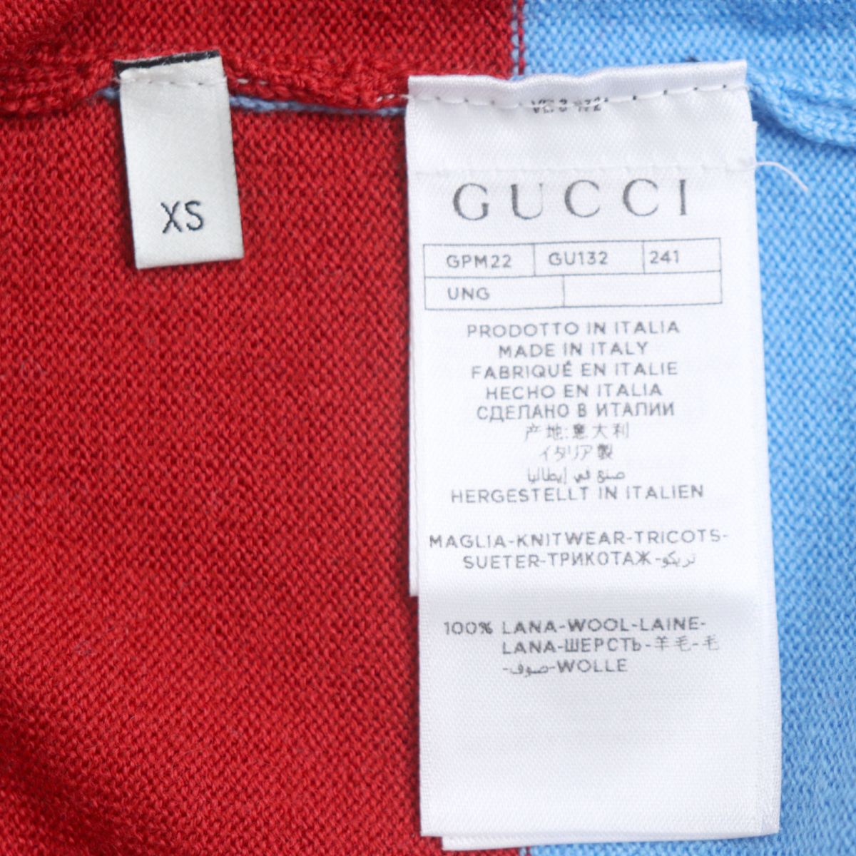 Gucci Wool Rugby Polo Shirt XS Red/Blue/White