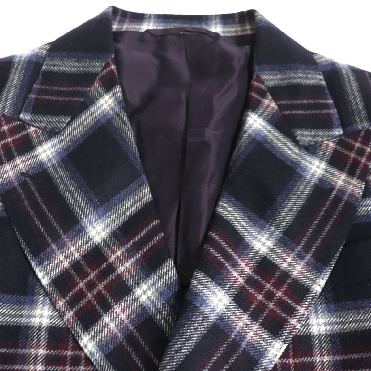 SARTORIO Check Cashmere Double Breasted Jacket Navy Men's