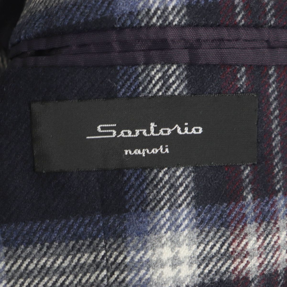 SARTORIO Check Cashmere Double Breasted Jacket Navy Men's