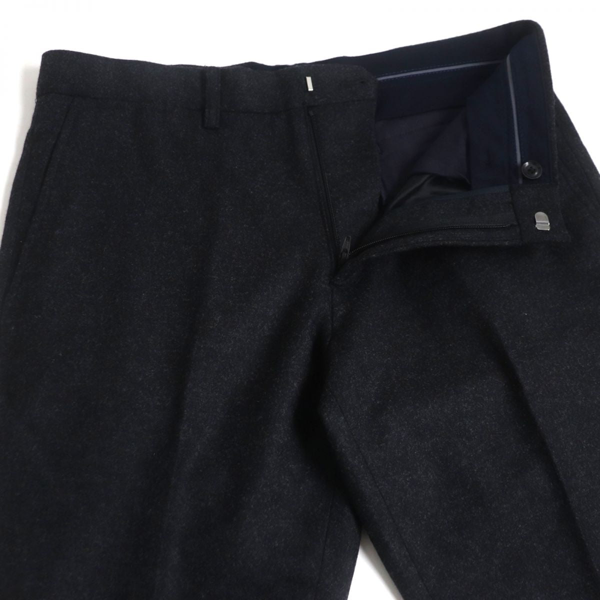 Jun Hashimoto Cashmere Blend Wool Rib Pants Dark Gray