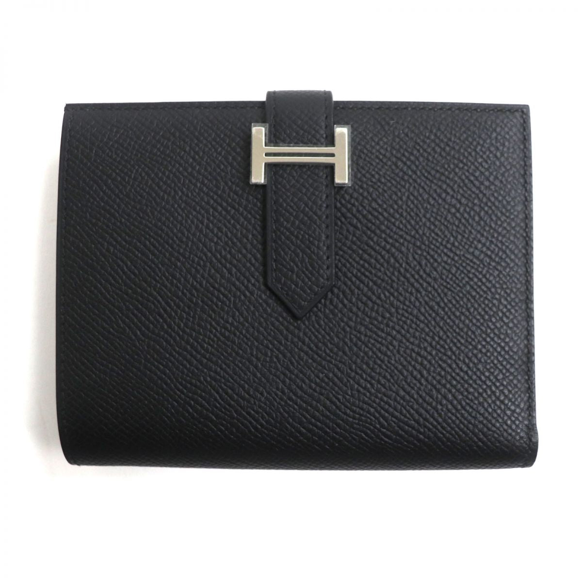 HERMES Bearn Compact Epsom Leather Wallet Black