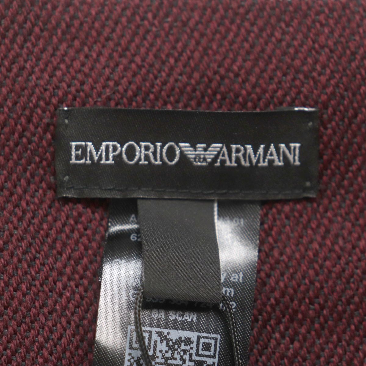 Emporio Armani Wool Scarf, Burgundy Grey, Men's