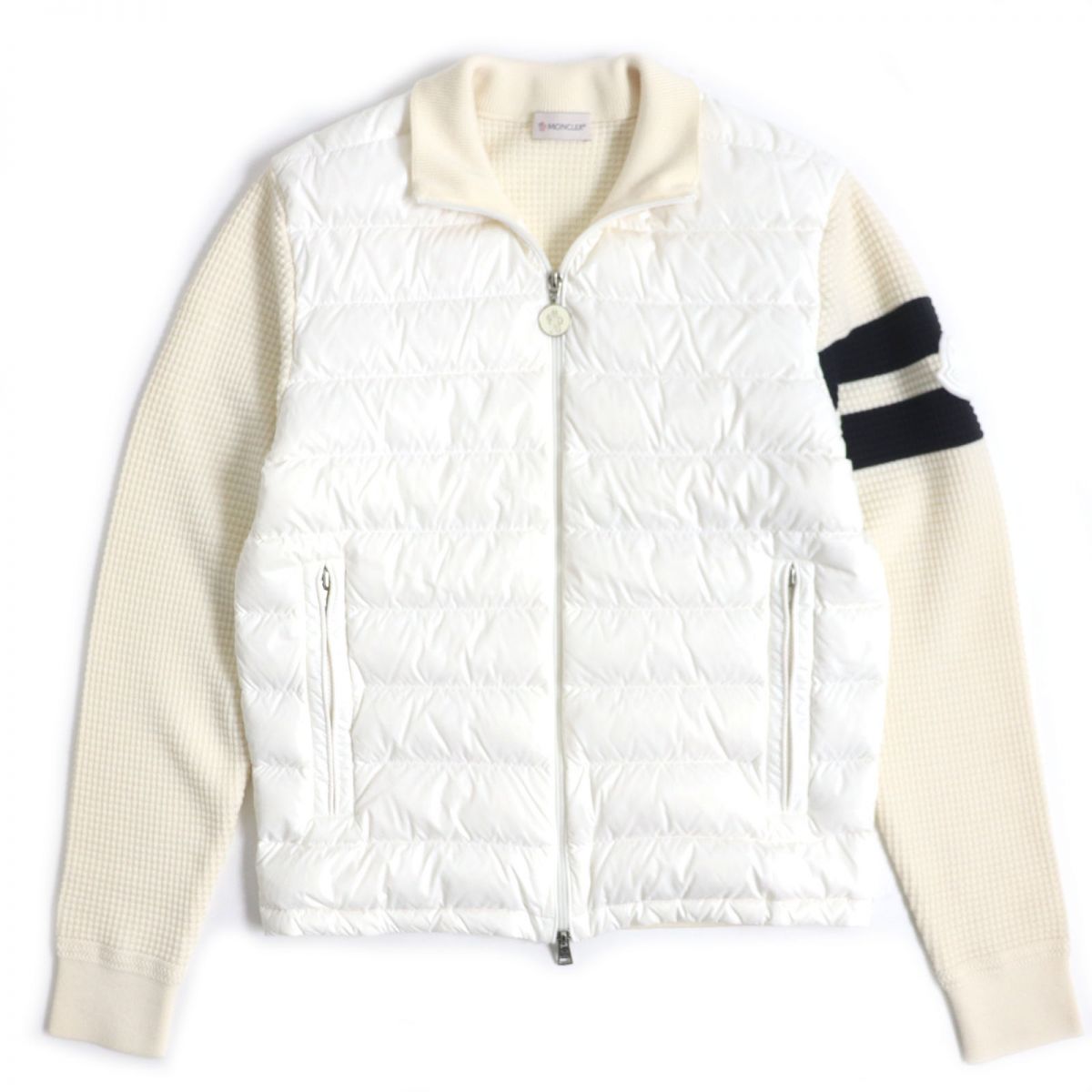 Moncler CARDIGANTRICOT Knit WZIP Down Jacket Cream S