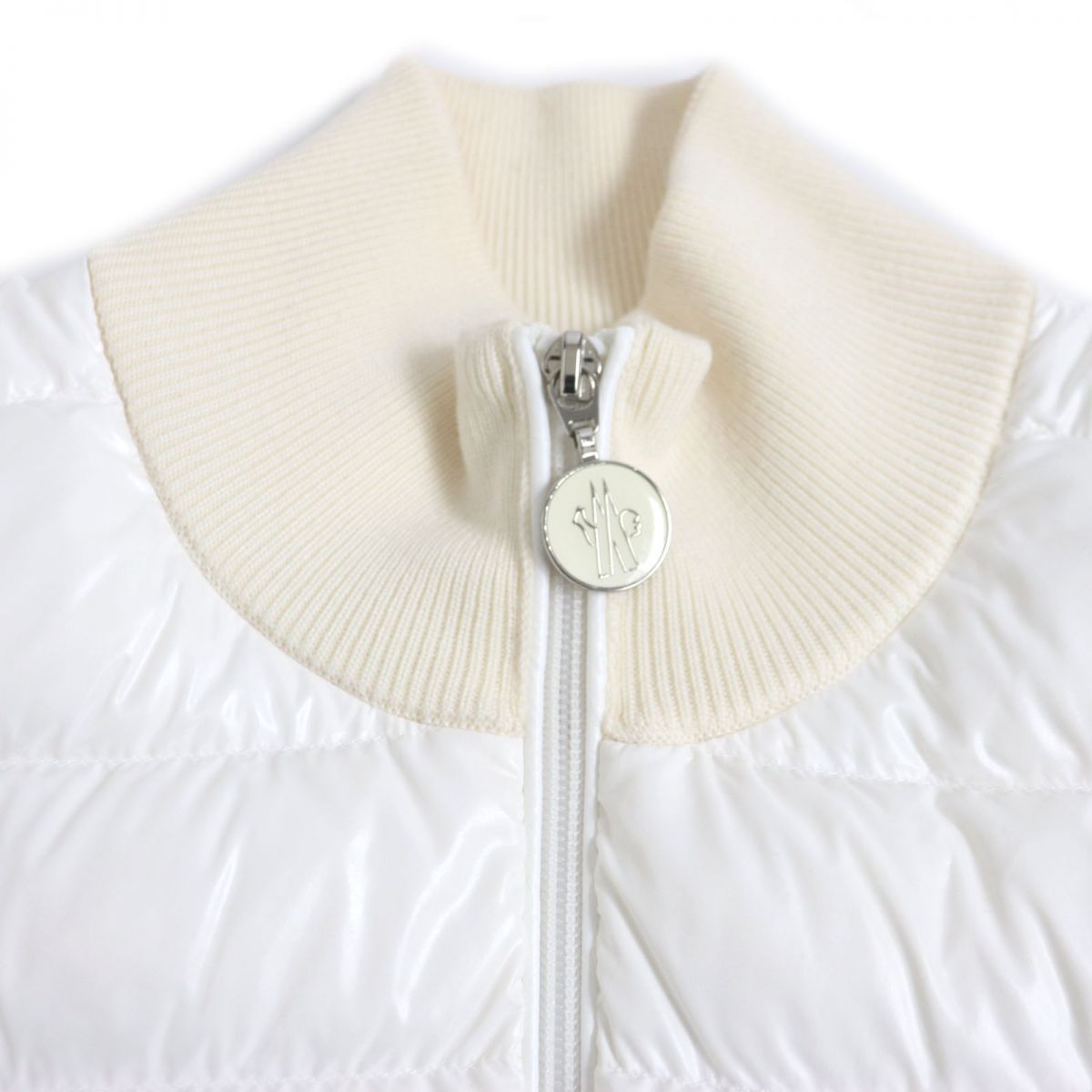 Moncler CARDIGANTRICOT Knit WZIP Down Jacket Cream S