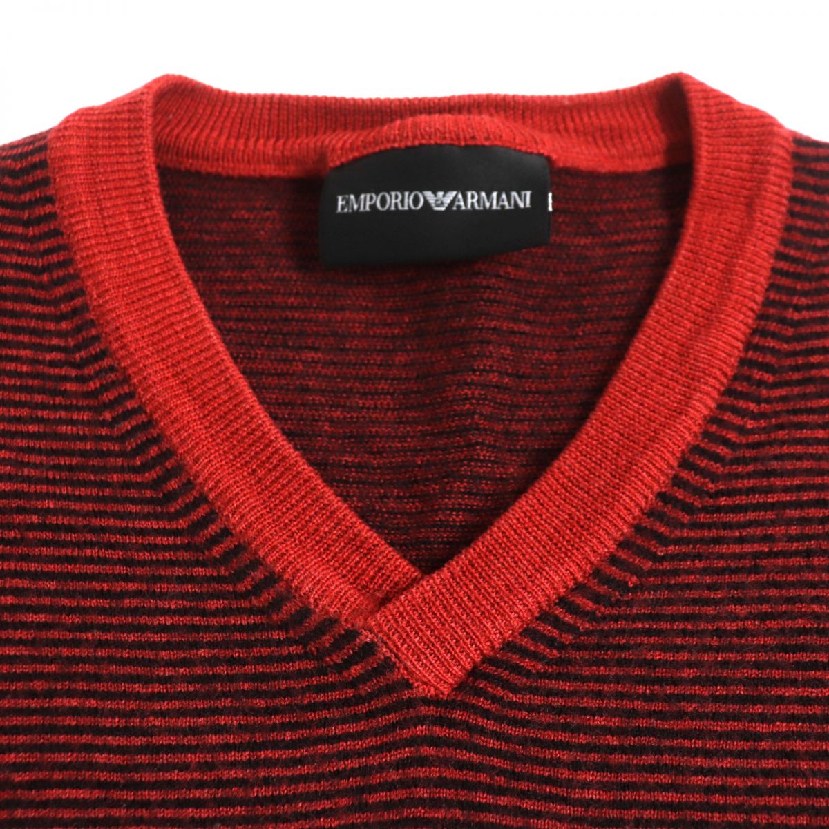 Emporio Armani Wool V-Neck Striped Sweater XXL