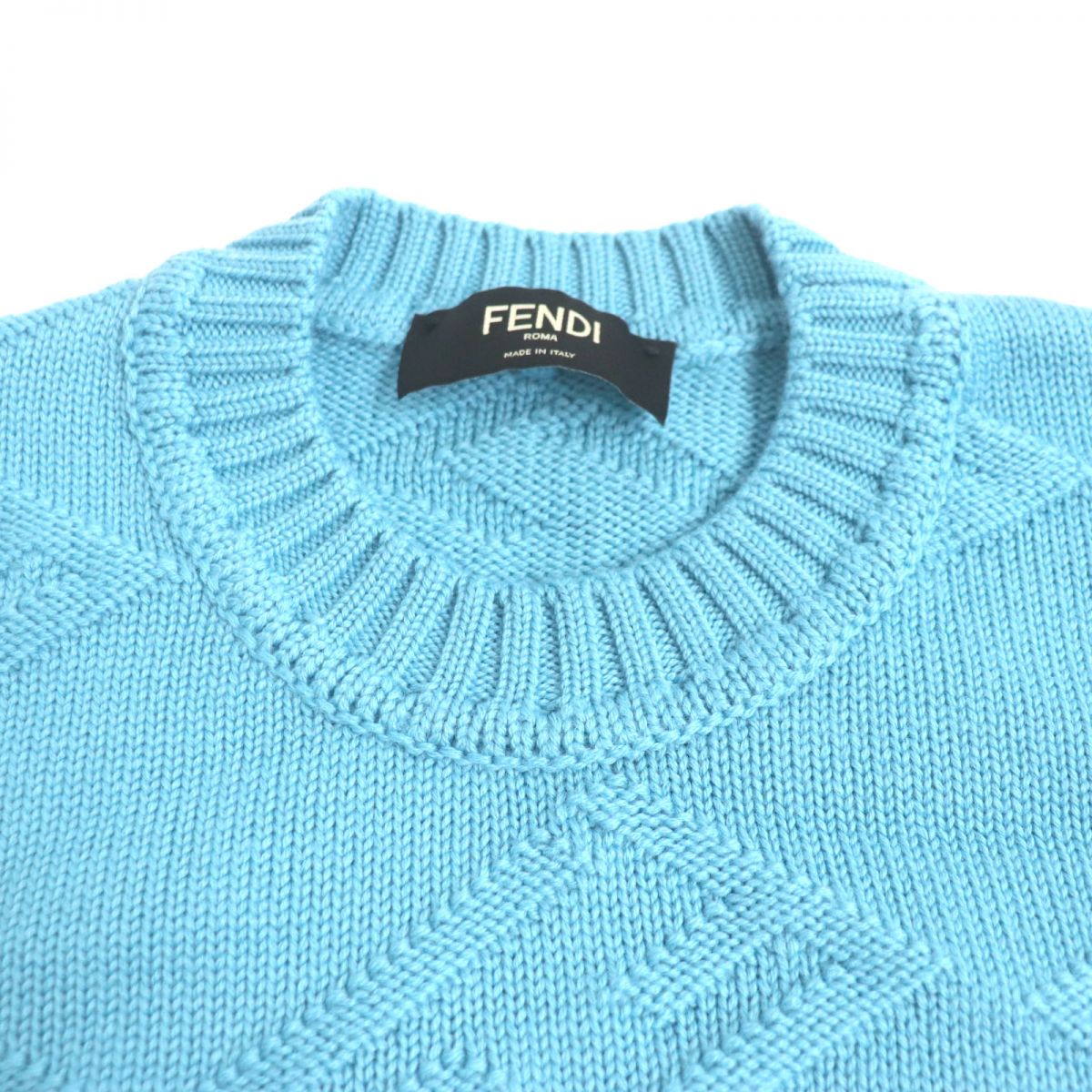 Fendi FF Logo Wool Knit Sweater Light Blue