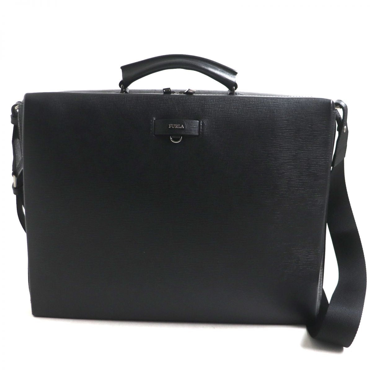 FURLA Leather 2WAY Briefcase Business Bag Black