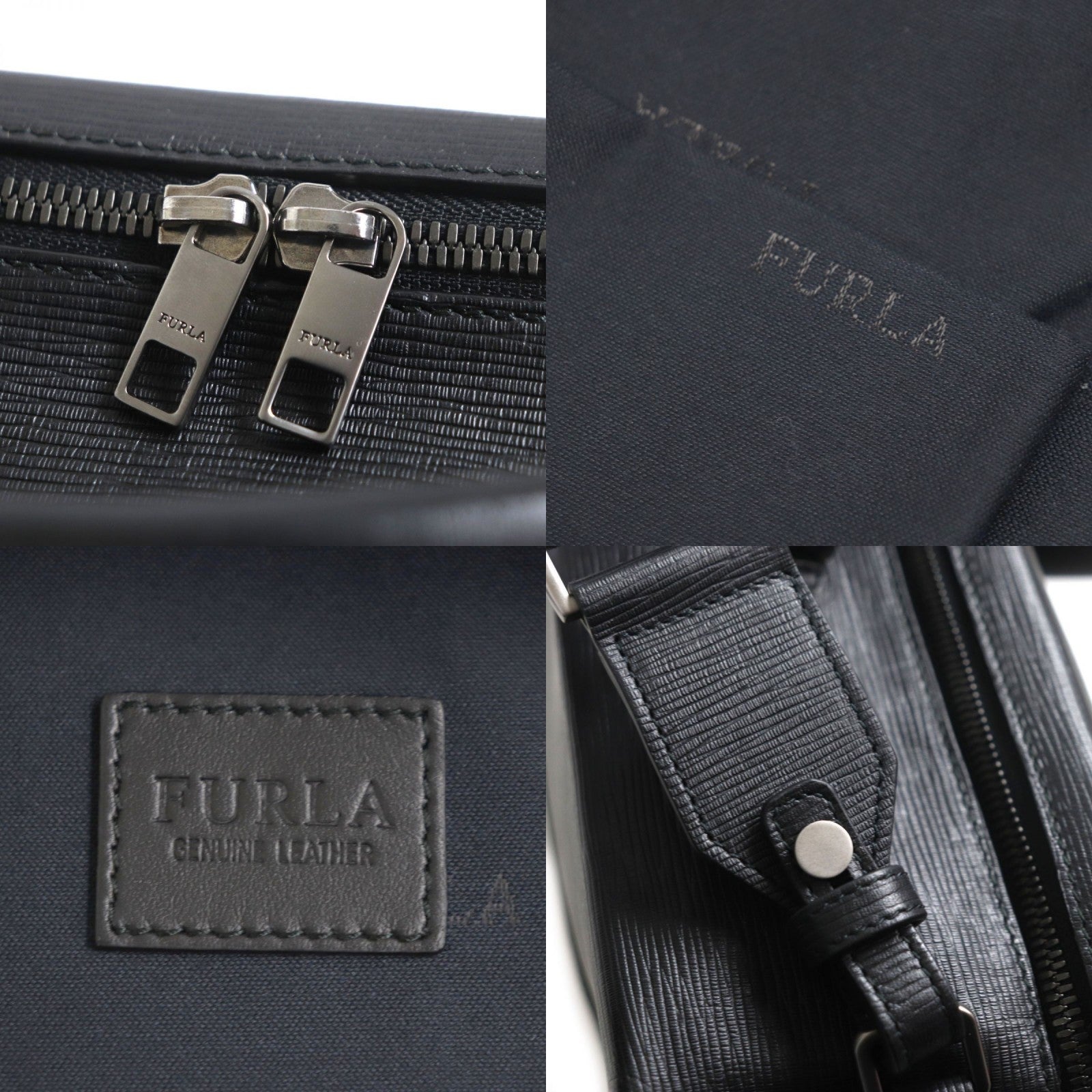 FURLA Leather 2WAY Briefcase Business Bag Black