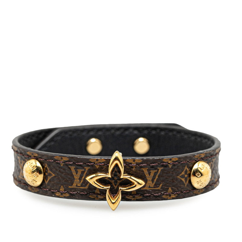 Louis Vuitton Monogram Blooming Bracelet M6534F Brown Gold PVC