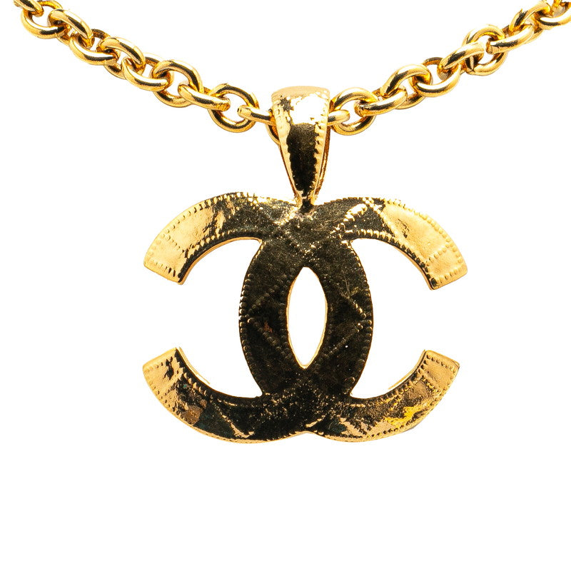 Chanel Vintage Coco Mark Matelasse Necklace Gold