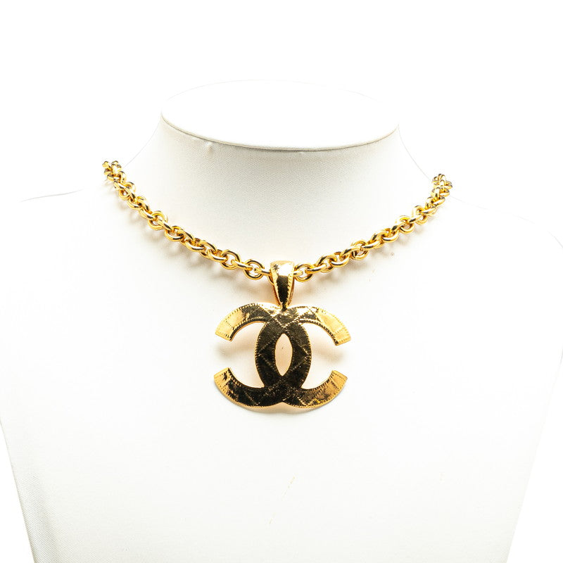 Chanel Vintage Coco Mark Matelasse Necklace Gold