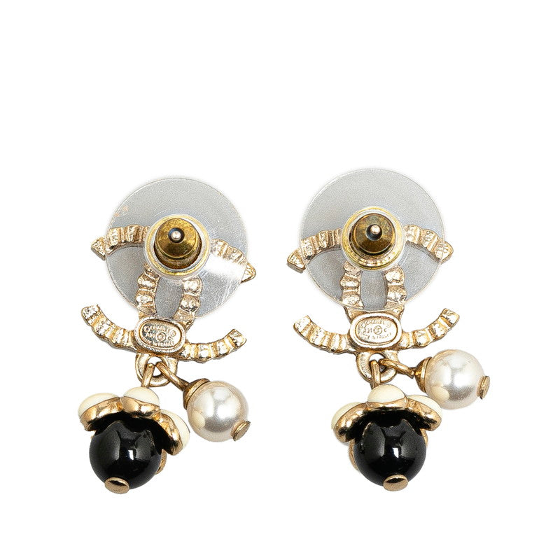 Chanel Coco Mark Rhinestone Flower Earrings