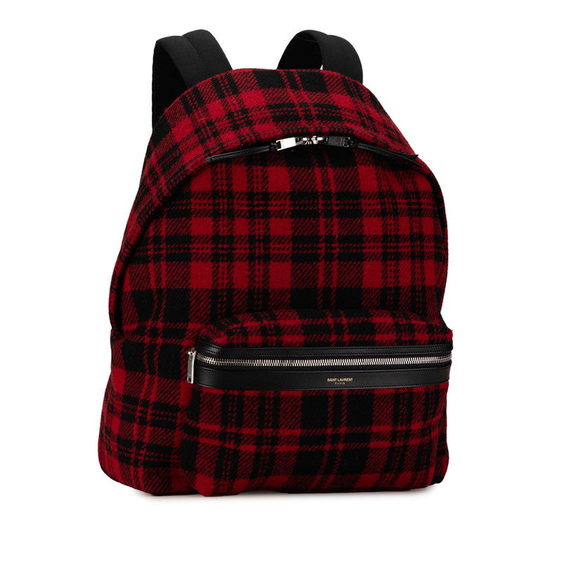 Saint Laurent Wool Leather Check City Backpack 326865