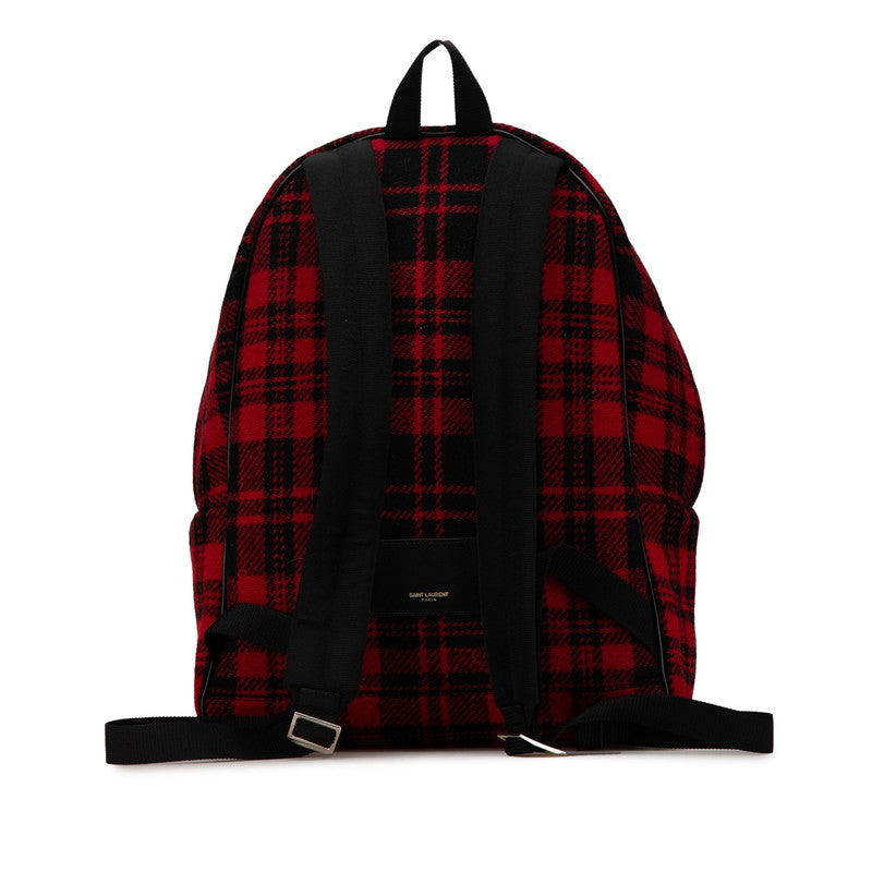 Saint Laurent Wool Leather Check City Backpack 326865