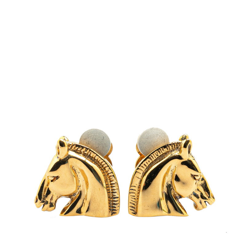 Hermes Cheval Horse Earrings Gold Plated