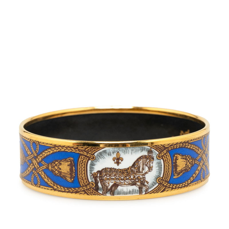 Hermes Enamel GM Bangle Gold Blue Multicolor in Very Good Condition