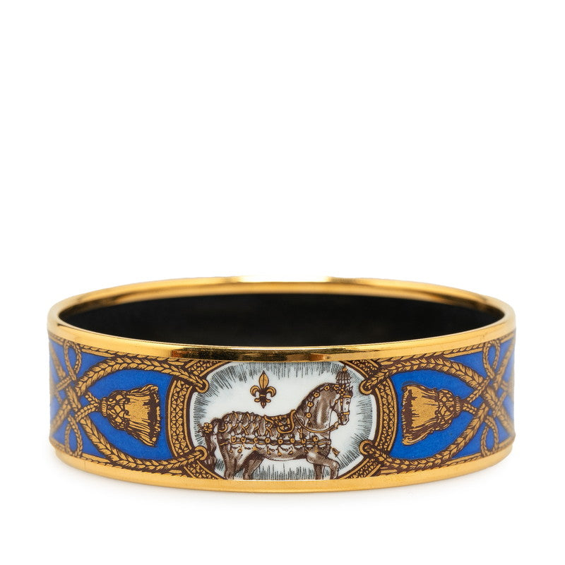 Hermes Enamel GM Bangle Gold Blue Multicolor in Very Good Condition