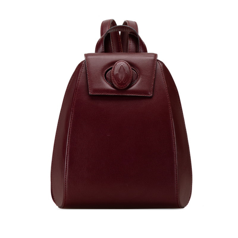 Cartier Leather Backpack Wine Red in Very Good Condition