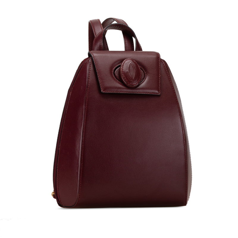 Cartier Leather Backpack Wine Red in Very Good Condition