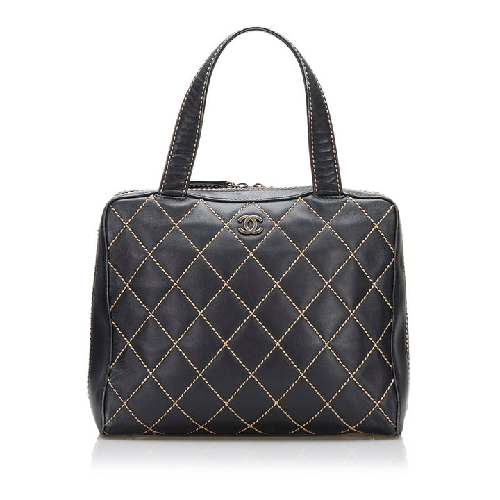 Chanel Matelasse Wild Stitch Leather Handbag Black