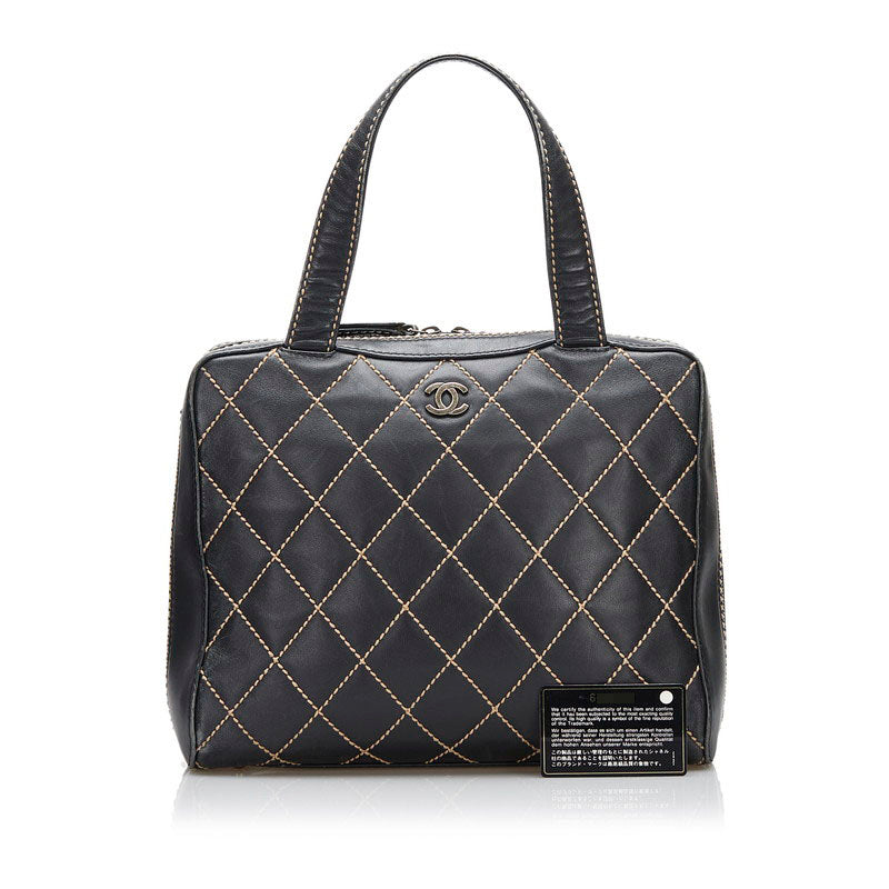 Chanel Matelasse Wild Stitch Leather Handbag Black