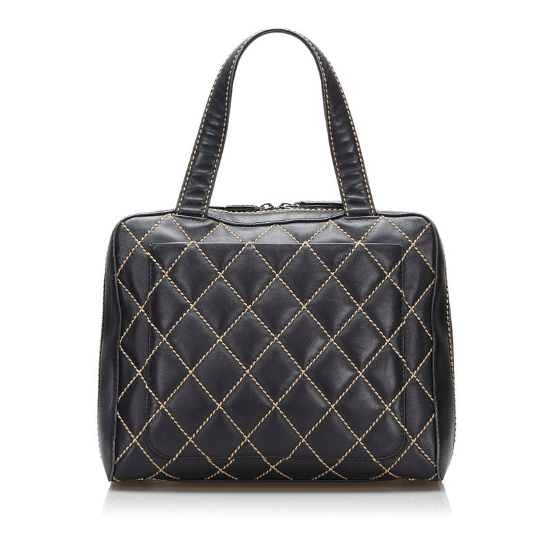 Chanel Matelasse Wild Stitch Leather Handbag Black