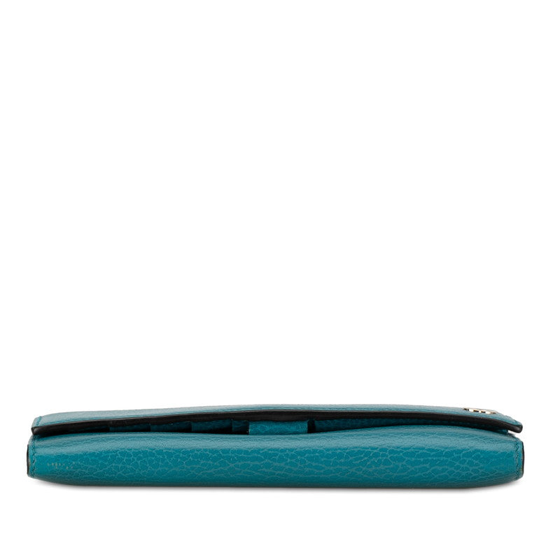 Gucci Interlocking G Leather Long Wallet Turquoise