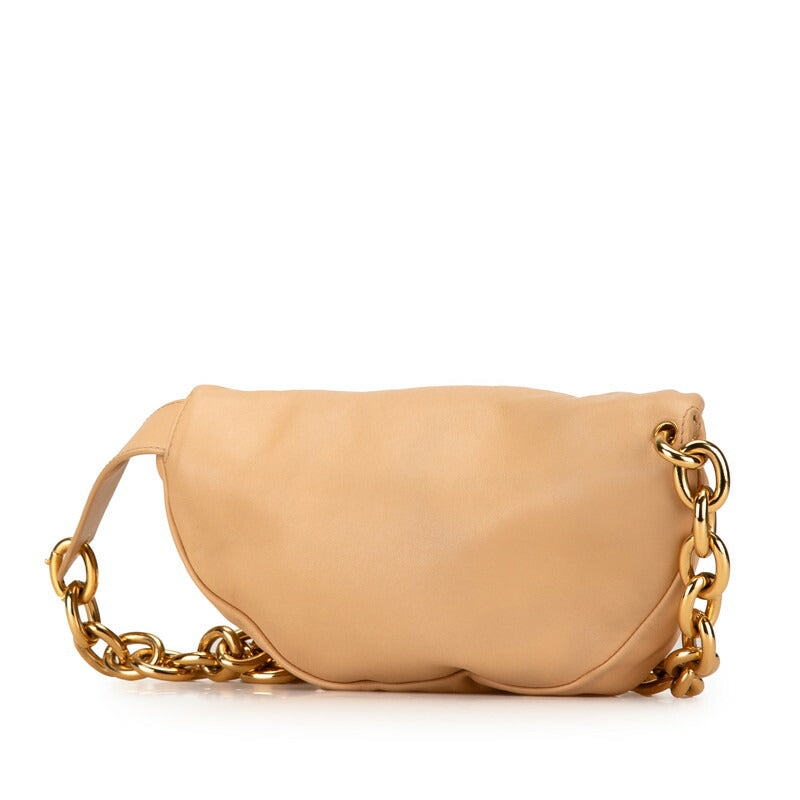 Bottega Veneta Chain Pouch Shoulder Bag Beige Leather