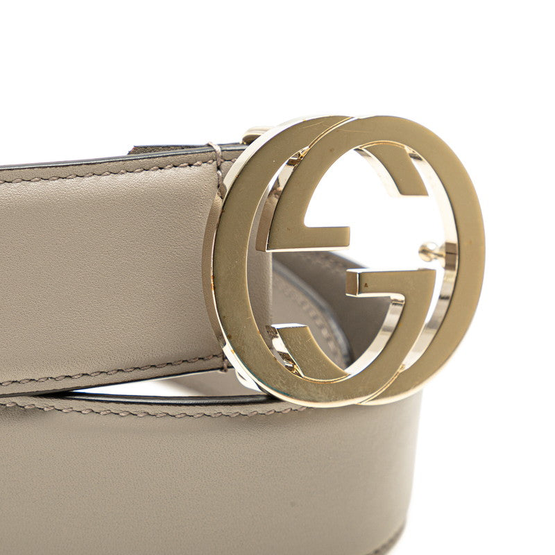 Gucci Interlocking G Leather Belt Light Gray