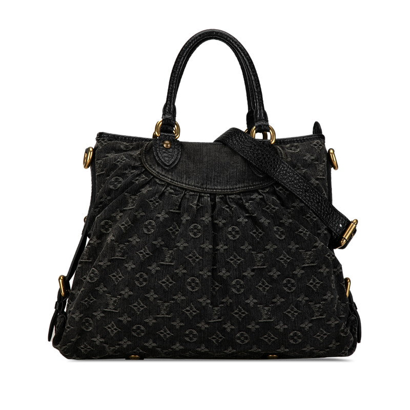 Louis Vuitton Monogram Denim Neo Cabby GM Handbag 2WAY M95352 Black Canvas Leather in Good Condition