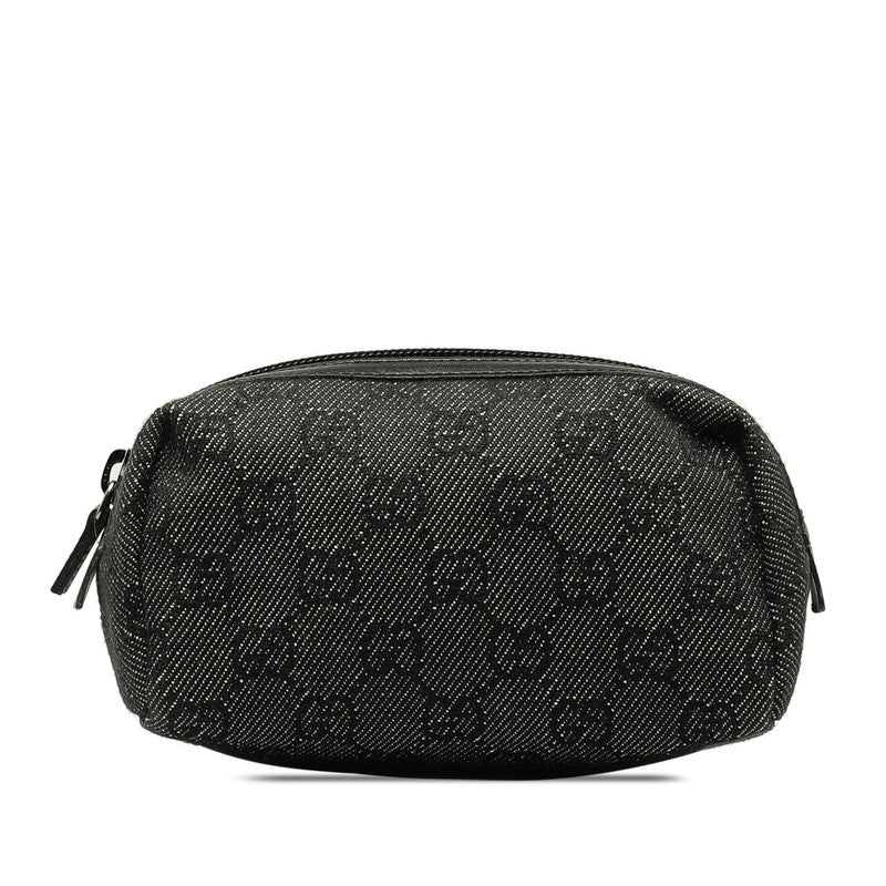 Gucci GG Canvas Leather Pouch 29596 Black in Very Good Condition