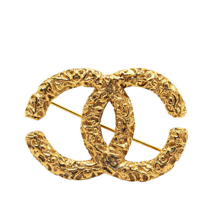 Chanel Vintage Coco Mark Brooch Gold Plated