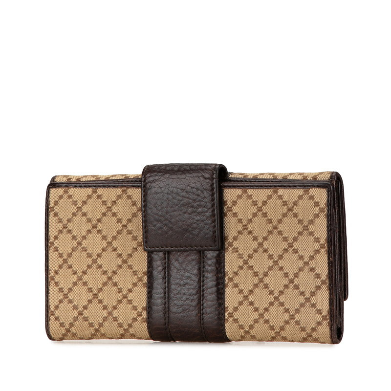 Gucci Diamante Horsebit Long Wallet Canvas Leather